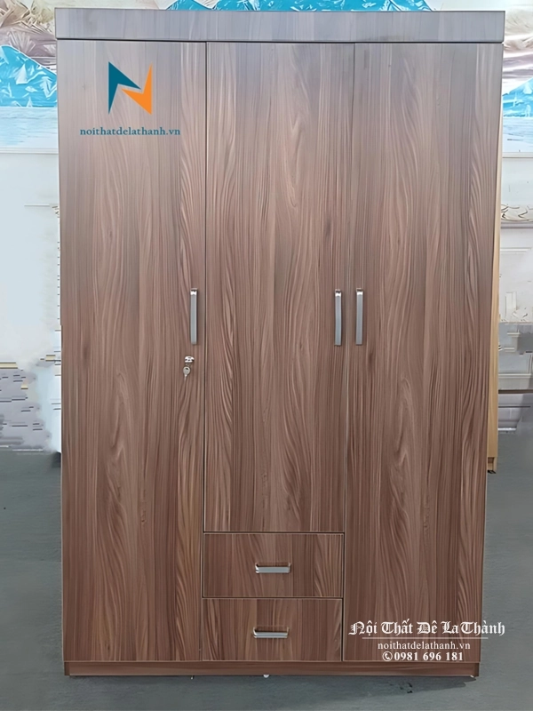 Chiếc tủ 2 buồng sử dụng màu óc chó sang trọng, phân khúc giá rẻ, có thể sử dụng làm tủ cho sinh viên, hoặc tủ cho phòng trọ