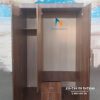 Thiết kế bên trong chiếc tủ gỗ công nghiệp 3 cánh giá rẻ: gồm 1 khoang lớn và 1 khoang nhỏ, 2 ngăn kéo và 1 đợt gác