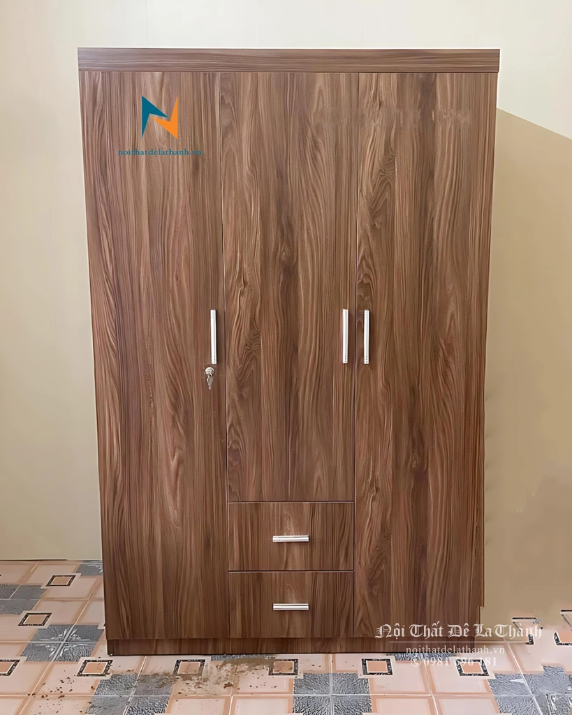 Chiếc tủ 2 buồng sử dụng màu óc chó sang trọng, phân khúc giá rẻ, có thể sử dụng làm tủ cho sinh viên, hoặc tủ cho phòng trọ