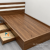 Giường ngủ gỗ công nghhiệp 1m2x2m 2 ngăn kéo, màu óc chó 6089 dành cho người ngủ 1 mình hoặc dành cho bé trai