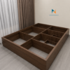 Thiết kế bên dưới chiếc giường ngủ gỗ công nghiệp giá rẻ 1m6x2m, không đầu cao, nó có thang dọc và thang ngang khiến chiếc giường rất khoẻ