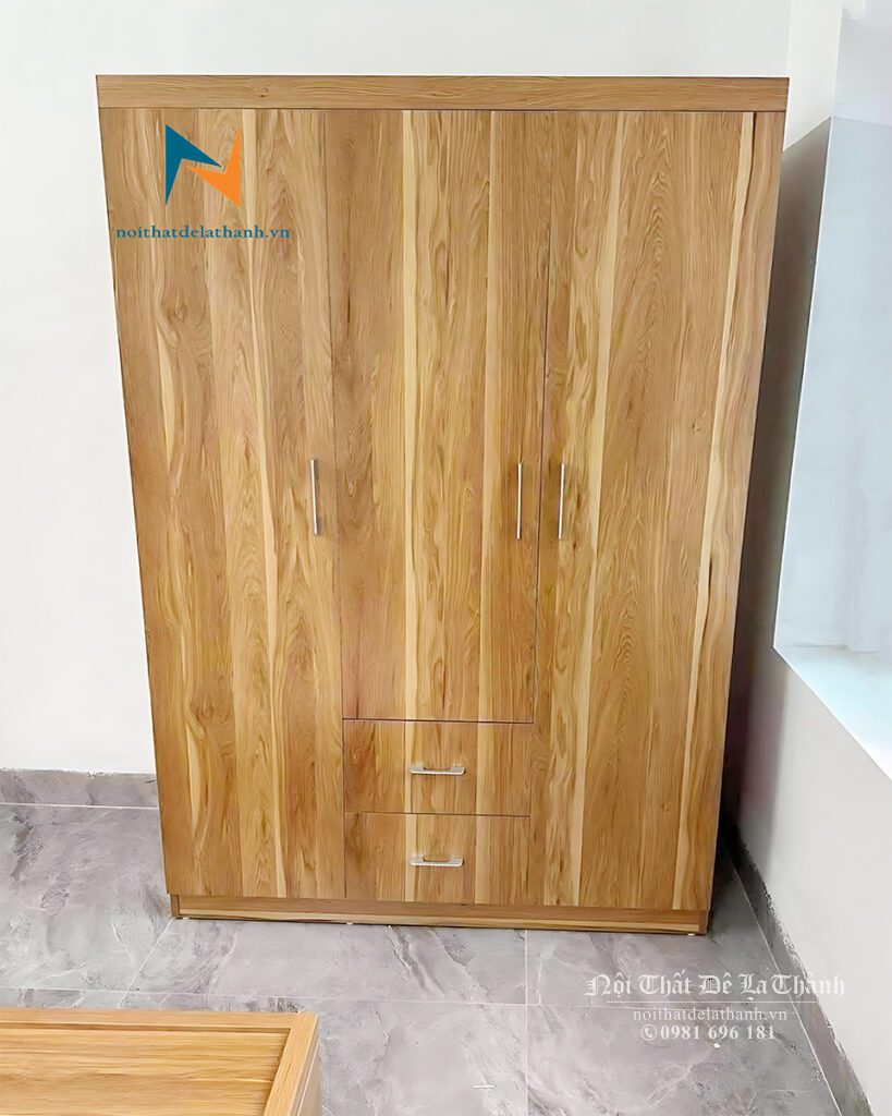 Chiếc tủ 3 cánh giá rẻ gỗ công nghiệp mdf, có 2 ngăn kéo tiện lợi, màu 6161