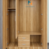 Thiết kế bên trong chiếc tủ áo 3 cánh gỗ mdf với 1 khoang lớn, 1 khoang nhỏ, 2 ngăn kéo