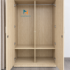 Thiết kế bên trong của tủ gỗ mdf giá rẻ 2 buồng: bên trên có thanh treo quần áo, bên dưới là tấm đợt gỗ để quần áo gấp