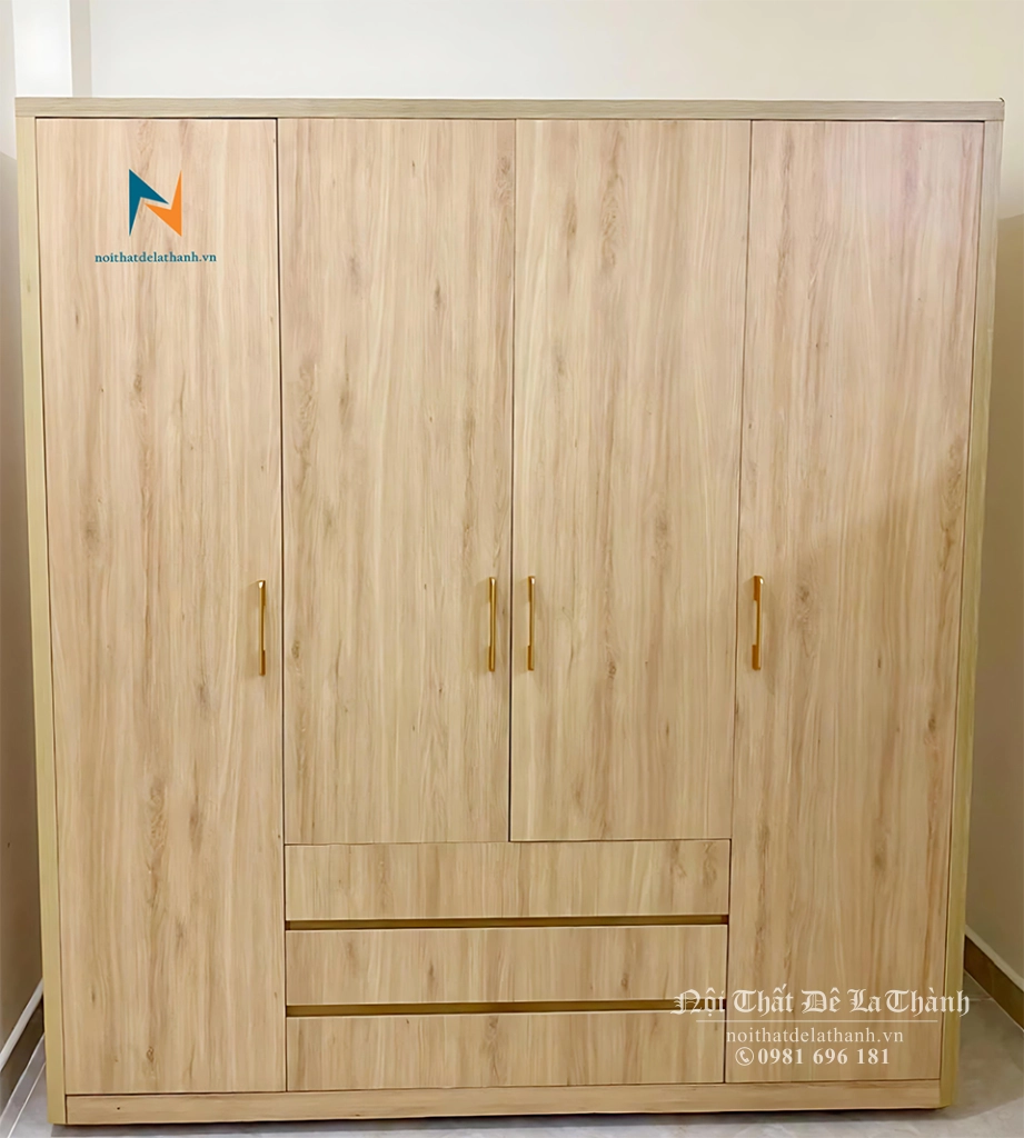 Chiếc tủ 4 cánh gỗ công nghiệp giá rẻ, màu 388, thiết kế theo phong cách hiện đại, chuyên dụng cho chung cư mini, phòng trọ, phòng sinh viên
