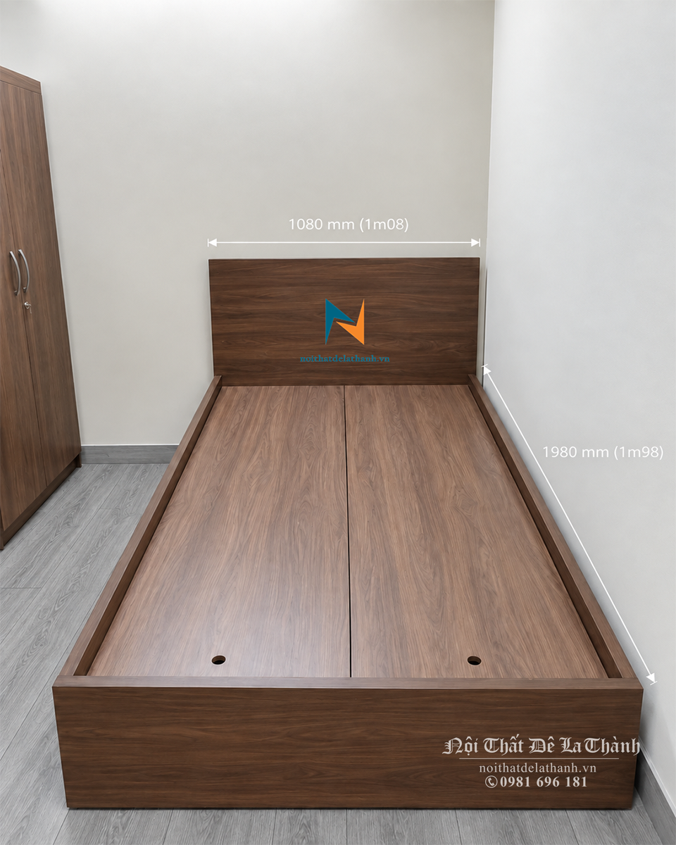 Kích thước đầy đủ của chiếc giường đơn giá rẻ 1m gỗ công nghiệp mdf