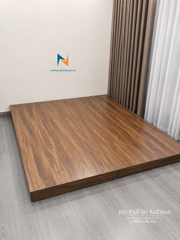Phản hộp gỗ công nghiệp mdf, kích thước 1m6x2mx10cm, màu óc chó, chuyên dụng cho sinh viên, phòng trọ