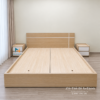 Ảnh thực tế Giường MDF 1m8 vân gỗ sáng chỉ trắng lắp đặt bởi Nội Thất Đê La Thành